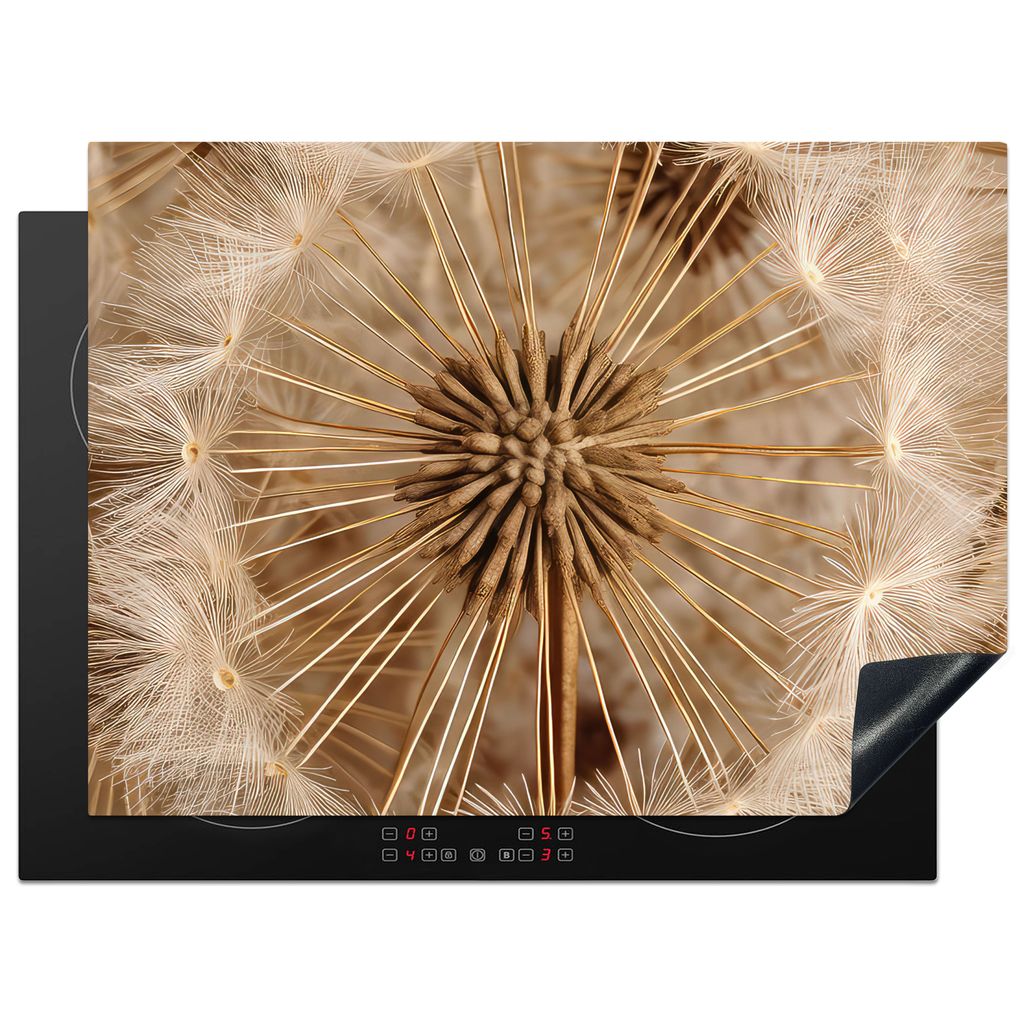 KitchenYeah Herdabdeckplatte Löwenzahn - Blumen - Natur - Braun , 70x52cm, Küche Deko, Glaskeramikkochfeld Herdabdeckung, Abdeckplatte fùr Koc...