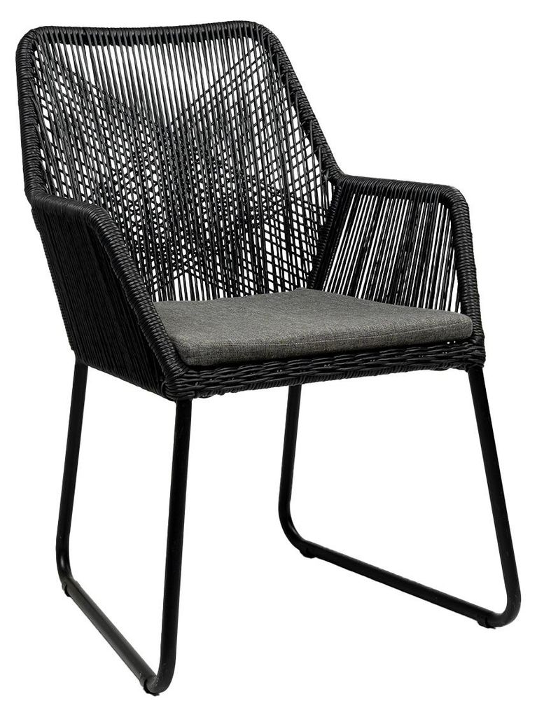 Dining-Gartenstuhl | Mona | Schwarz | Rope | 2er Set Produktbild 
