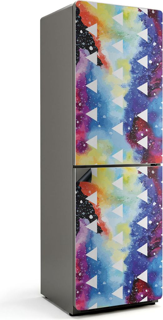 Dreiecke auf einem Aquarellhintergrund – Magnetische Kühlschrank Abdeckung – Dekorfolie magnetisch Küche – Kühlschrank Magnet Deko – sel...