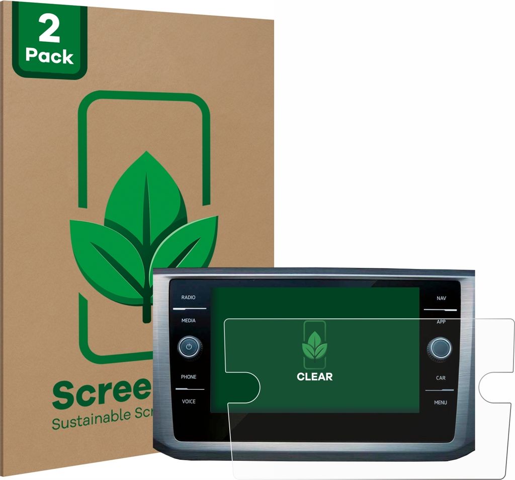 2x ScreenLeaf Schutzfolie für Volkswagen Passat B8 Discover Media 8" nachhaltiger Displayschutz Display Schutz Folie Klar Transparent