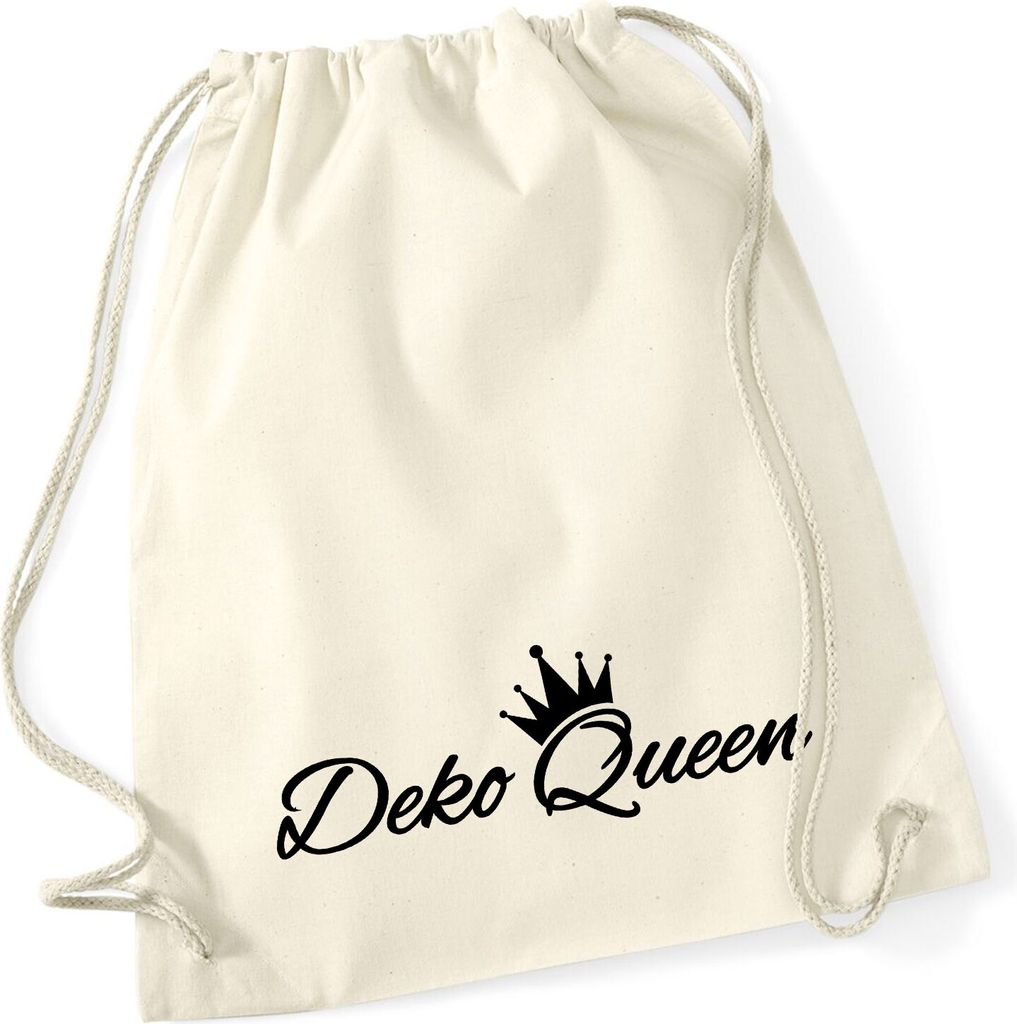 Huuraa Turnbeutel Deko Queen Krone 12 Liter Natural Baumwolle Rucksack Geschenkidee
