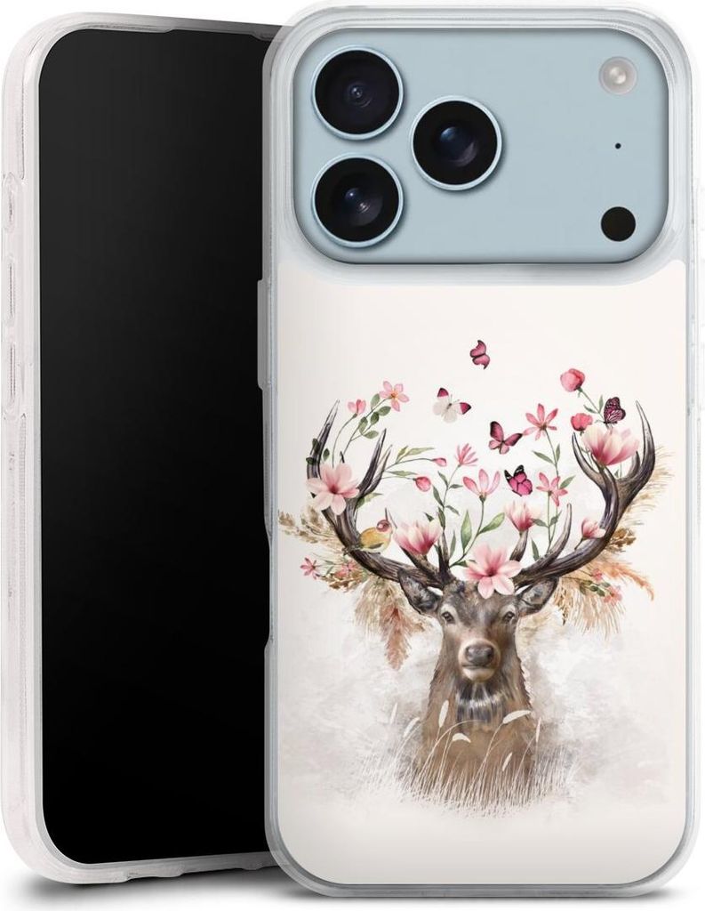 DeinDesign Handyhülle für Apple iPhone 17 Pro Silikon Hülle Case Smartphone Schutzhülle Blumen Hirsch Tiere