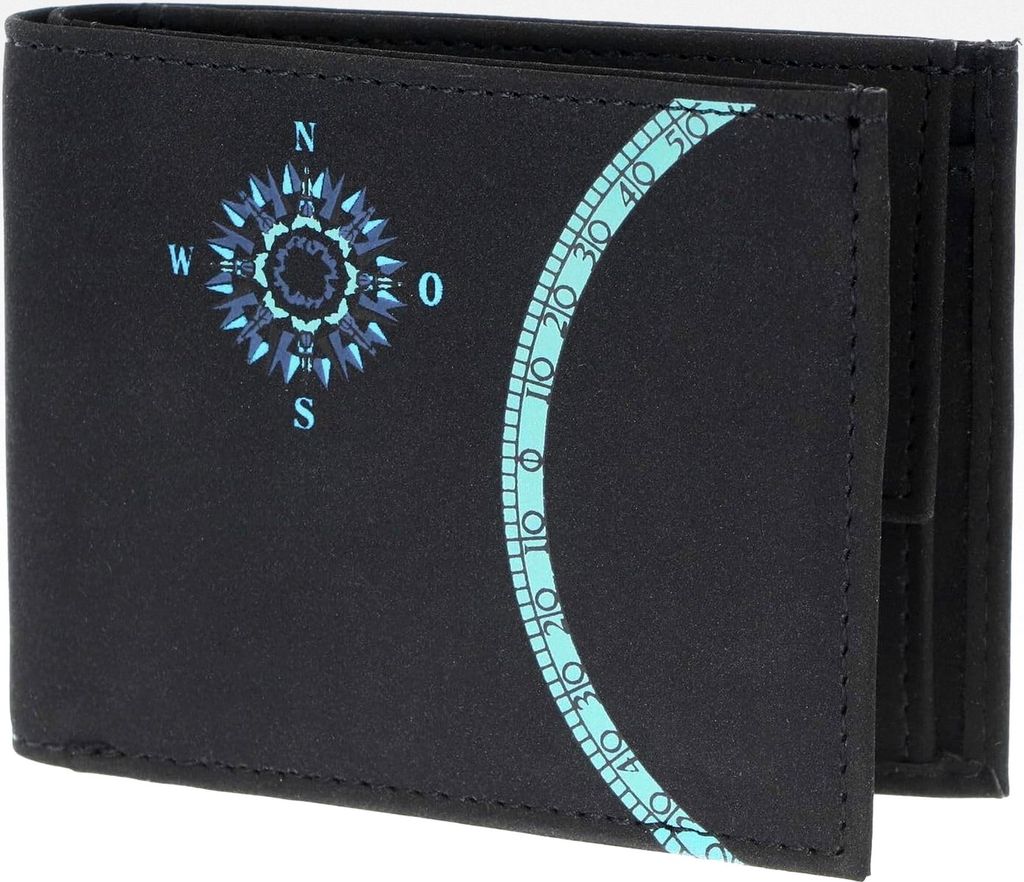 Geldbörse New Cryptan RFID Schutz Pocketbörse Windrose Print Cyan Schwarz