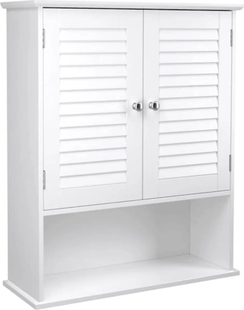 VASAGLE Armoire de salle de bain suspendue 60x20x70 cm avec portes persiennes