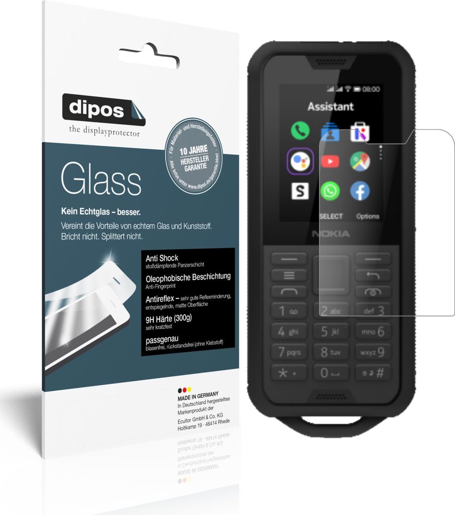 2x Schutzfolie für Nokia 800 Tough matt - Anti-Shock 9H Folie dipos Glass Kunststoffglas