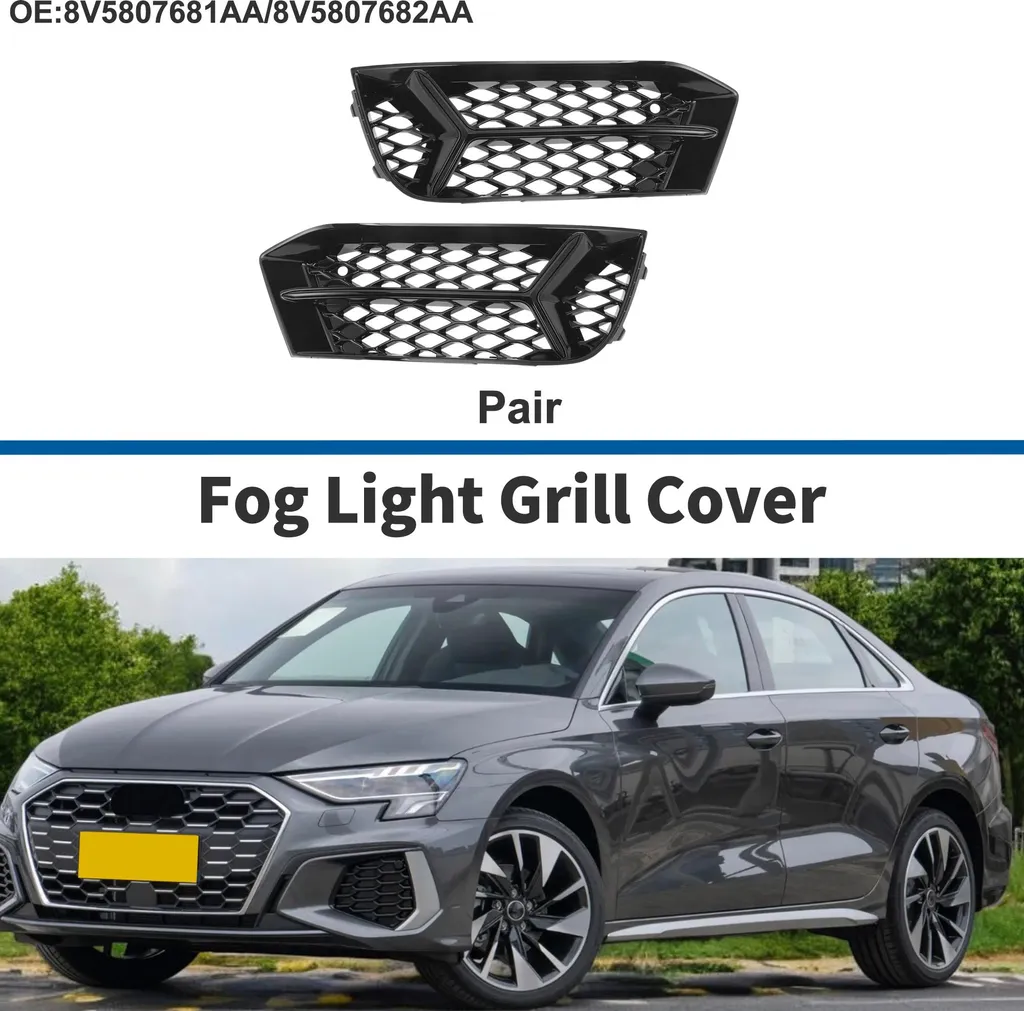 Remplacement Grille Antibrouillard Audi A3 2017-2020 Pack de 2 Noir