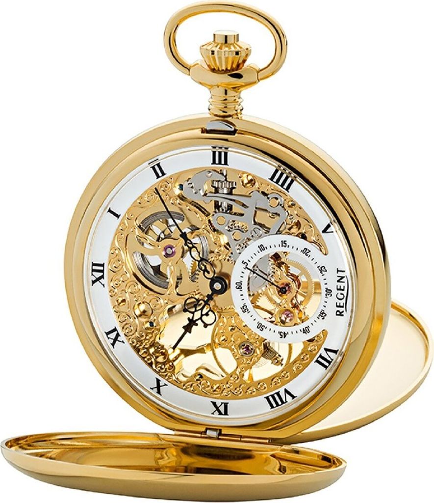 Regent 11330090 Skelett-Taschenuhr Savonette mit Handaufzug 1