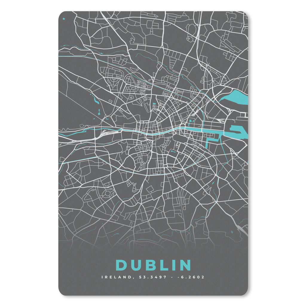 MuchoWow Mauspad Mousepad Dublin - Stadtplan - Karte - Blau 40x60 cm - Mousepads - Maus Mat - Pad - Mausunterlage - Schreibtisch Accesoire
