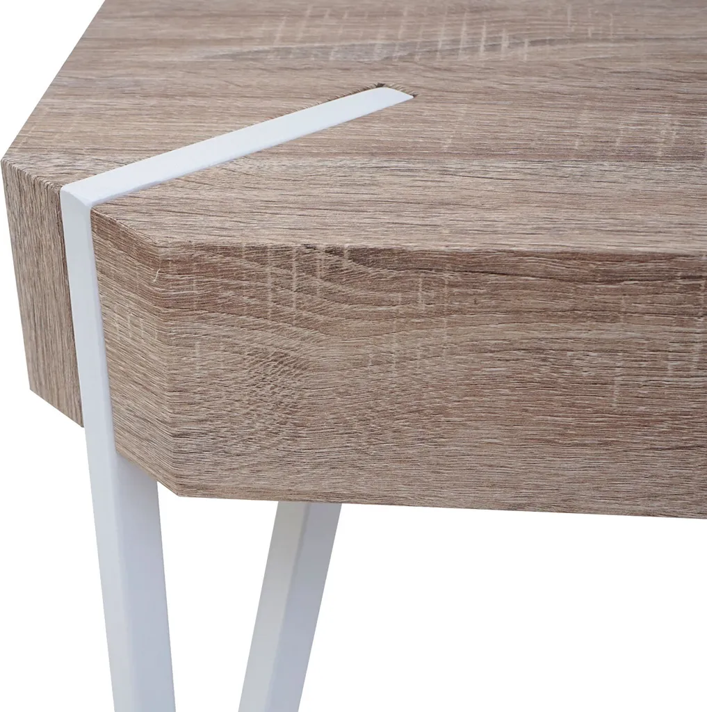 Table basse en chêne naturel Kos T574 avec structure en métal clair