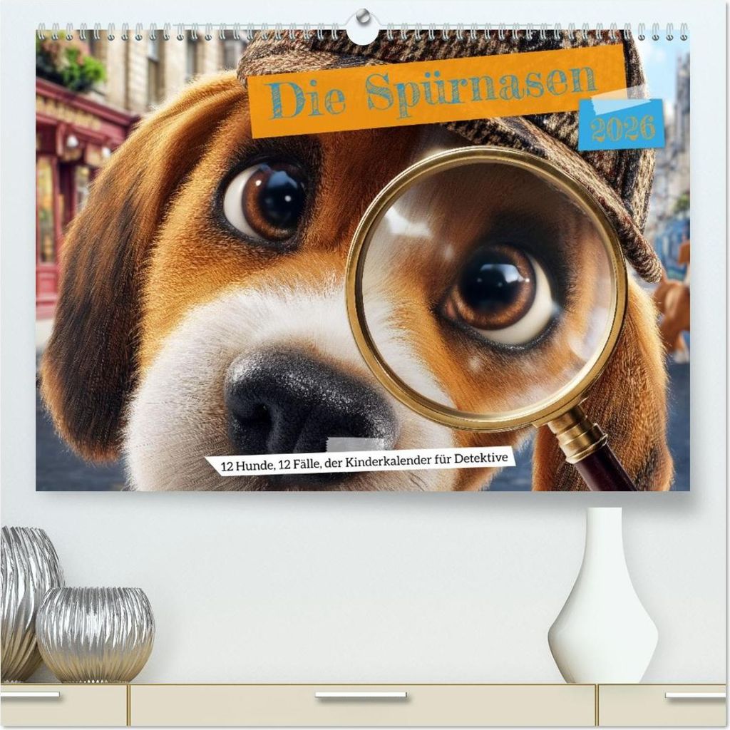 Die Spürnasen - 12 Hunde, 12 Fälle, der Kinderkalender für Detektive (hochwertiger Premium Wandkalender 2026 DIN A2 quer), Kunstdruck in Hochglanz