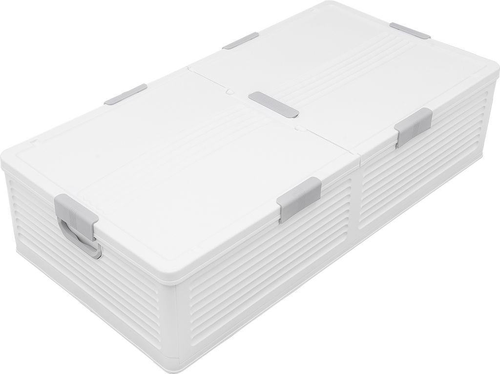 A white storage box with a lid, shown from a diagonal angle on a white background.