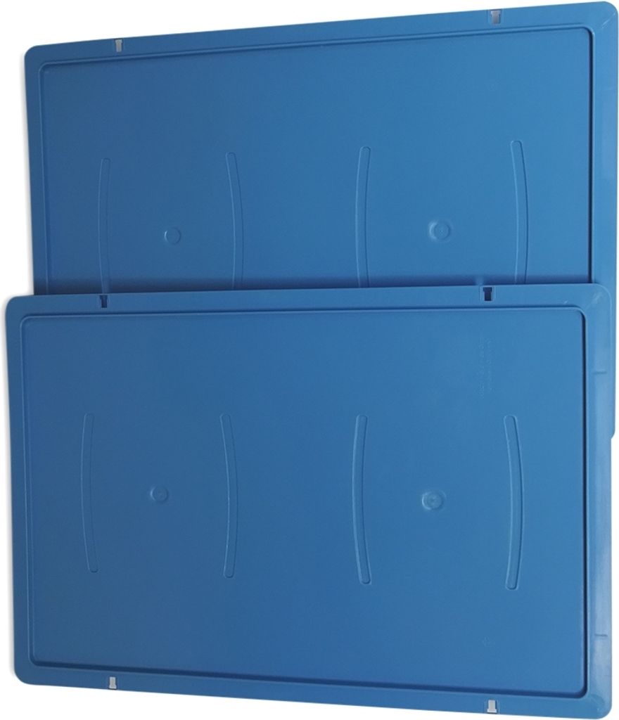 2 Stück Deckel für Gemüsekiste, Eurofleischerkiste, Stapelbox E1 E2 E3 blau (2xDeckel blau)