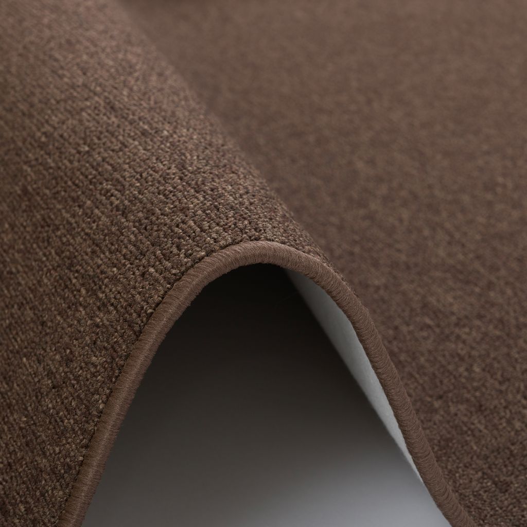 Feinschlinge Schlingenteppich Velours Teppich Läufer Modern Einfarbig, Größe:80x400 cm, Farbe:Dunkelbraun