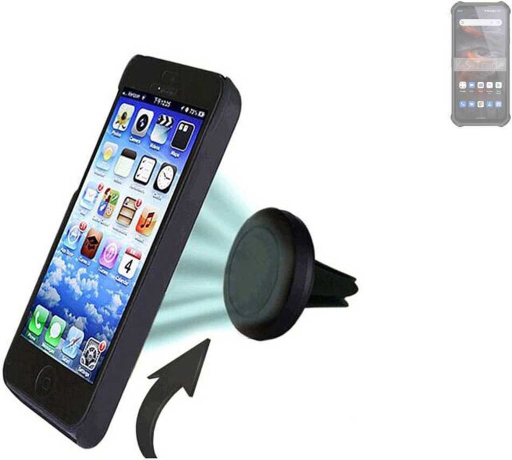 K-S-Trade Kompatibel mit Oukitel WP19 Pro Auto Handy Halterung KFZ Halter Lüftungsgitterhalterung Air Vent mount Smartphone Halter