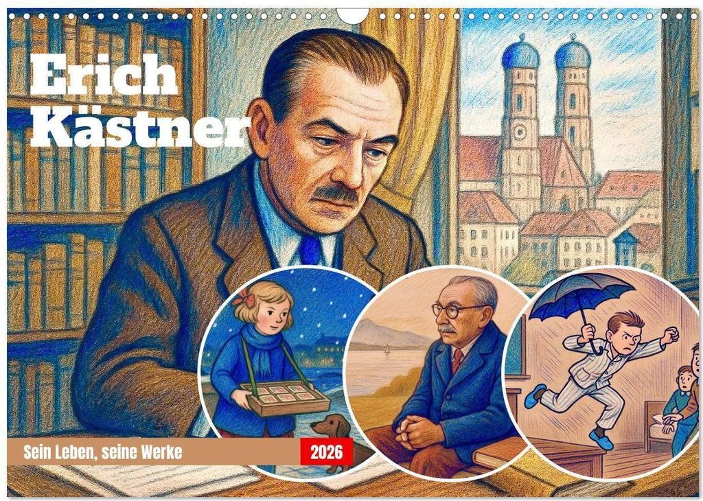 Erich Kästner (Wandkalender 2026 DIN A3 quer), CALVENDO Monatskalender