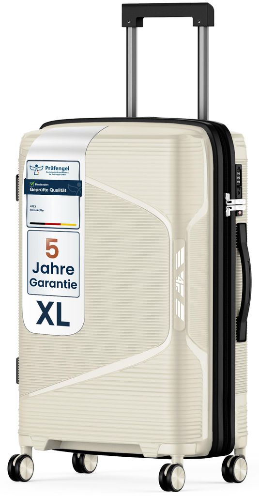 4FLY Hartschalen-Reisekoffer XL 75 cm (96L) - mit TSA-Schloss, Doppelrollen, Aluminium-Teleskopgriff und Doppelreißverschluss