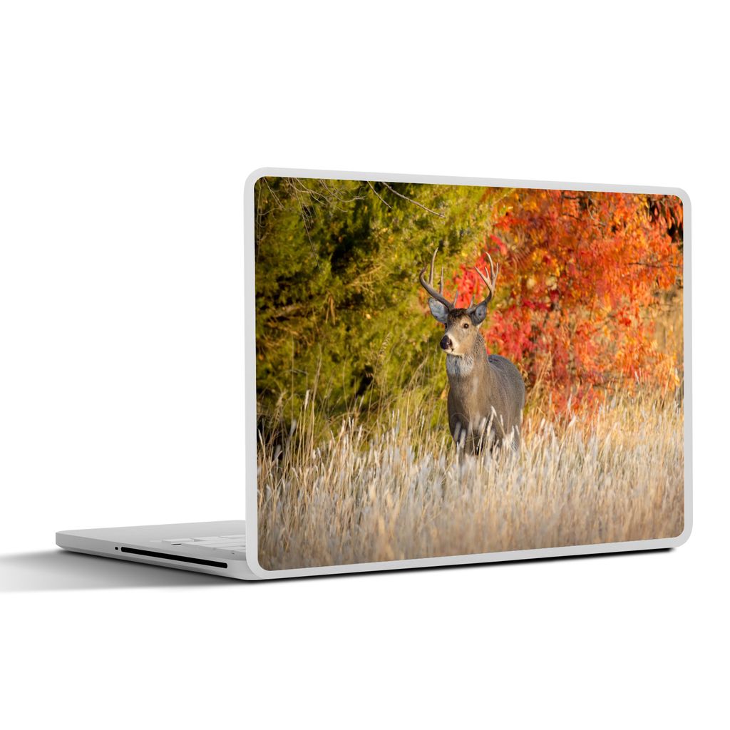MuchoWow Laptop Aufkleber Sticker Cover Hirsche - Geweihe - Wald 30x22 cm - Laptop-Sticker
