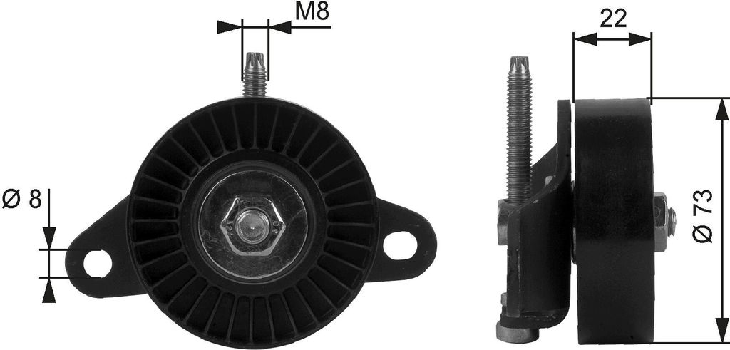 GATES T38056 Spannrolle Keilrippenriemen 73mm für FORD Fiesta Mk4 Schrägheck (JAS, JBS) Escort VI Schrägheck (GAL, AAL, ABL) Fiesta Mk4 (J3S, J5S)