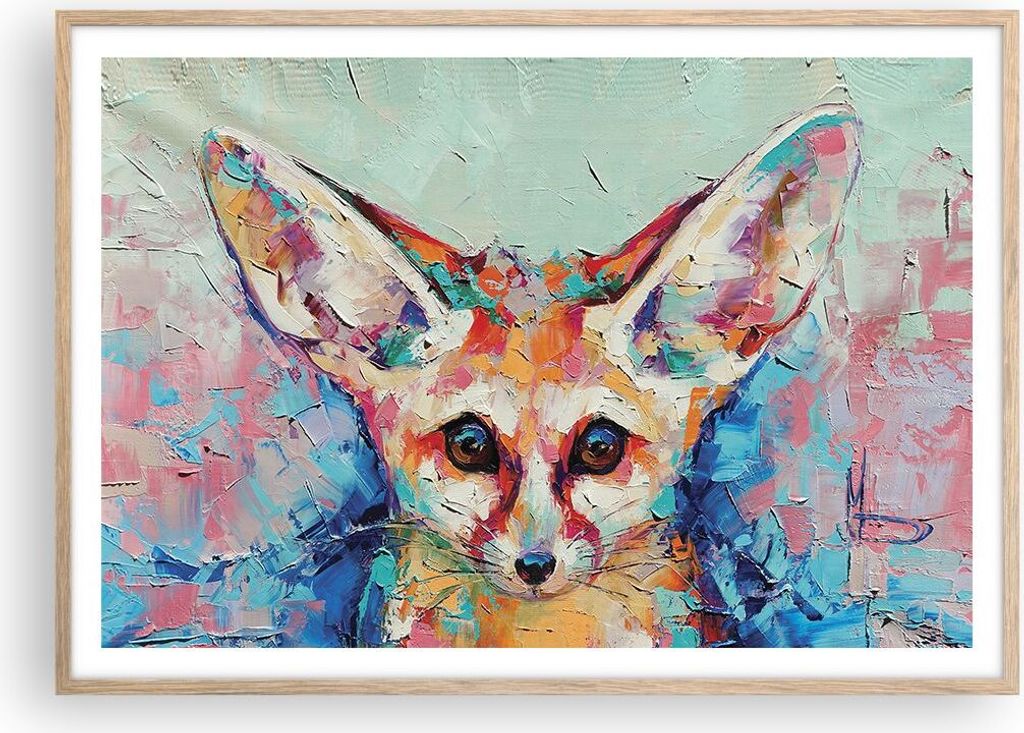 Gerahmtes Poster - Rahmen in heller Eiche - Klein November Bunt - 100x70 cm - Wand Bild - Wanddeko - Wandbilder - Kunstposter - Wandposter - Bilder...