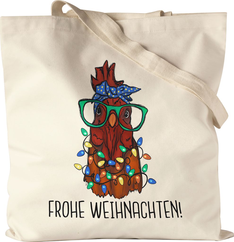 Frohe Weihnachten Jutebeutel Stoffbeutel Truthahn Weihnachtsdekoration Lichterketten Merry Christmas Weihnachtsessen