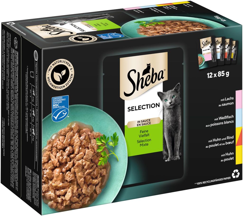Sheba Selection Katzennassfutter 48x85g Feine Vielfalt MSC Produktbild 