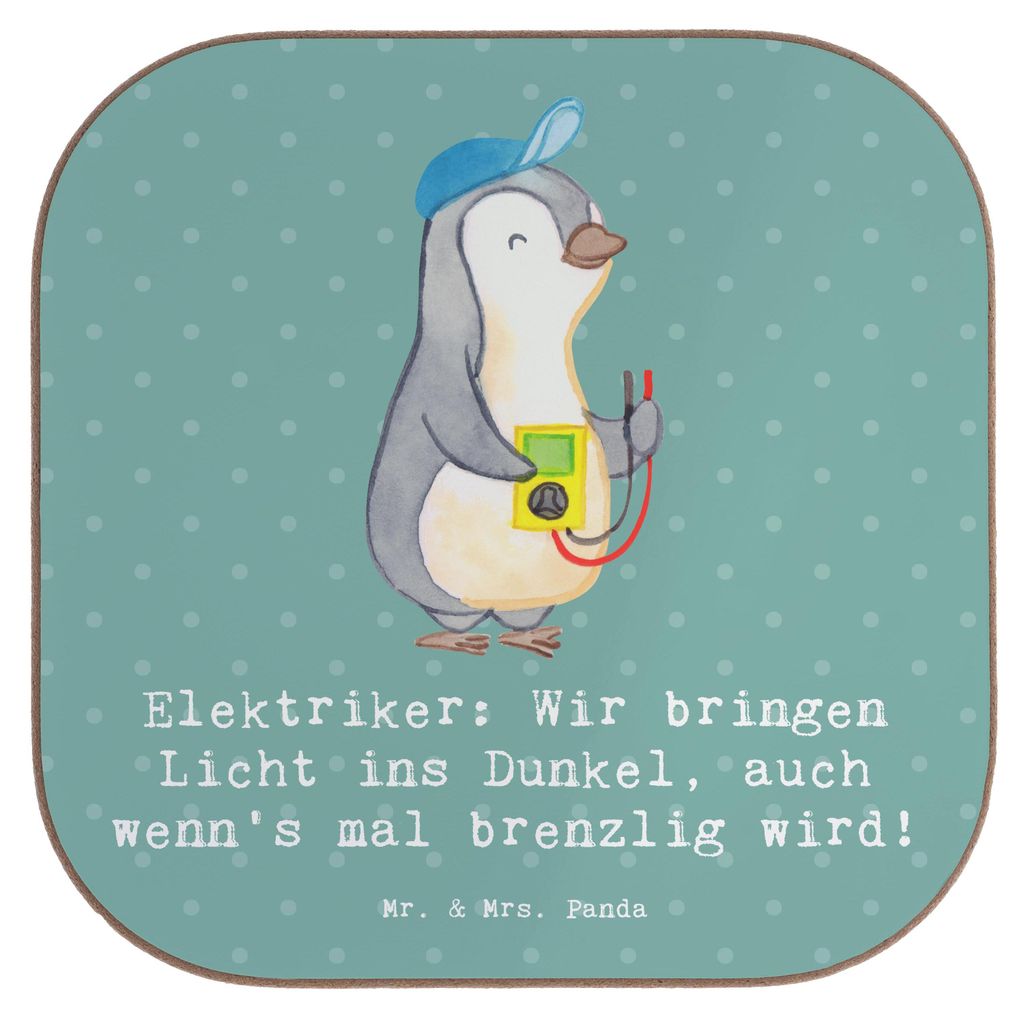 Mr. & Mrs. Panda Tischschoner Elektriker Lichtbringer - Meeresbrise - Geschenk, Mut, Untersetzer für Gläser, Geschenke mit Herz, personalisierte,...