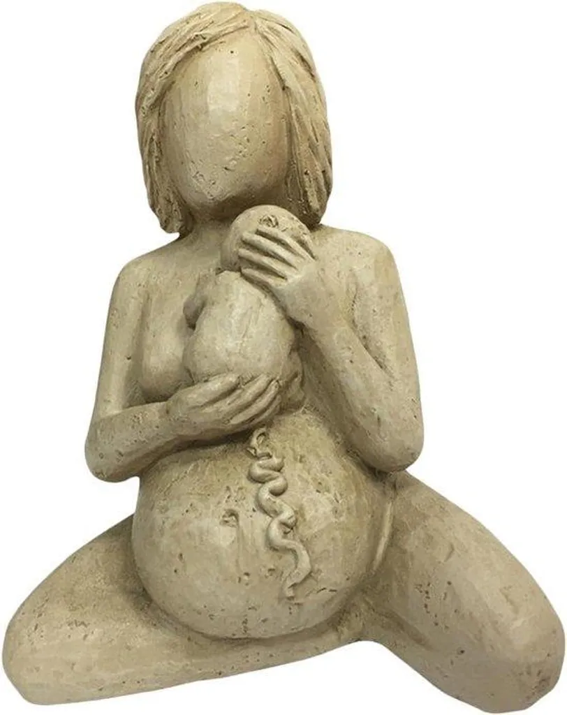 Sculpture Mère Assise Beige à Texture Réaliste - Objet Déco 12 cm