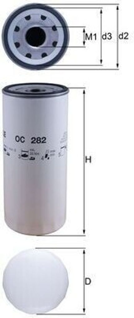 Ölfilter MAHLE OC 282 Anschraubfilter passend für MERCEDES-BENZ ACTROS MP4 / MP5 ATEGO MK für VOLVO 7700 für SUBARU IMPREZA Schrägheck (GR, GH...