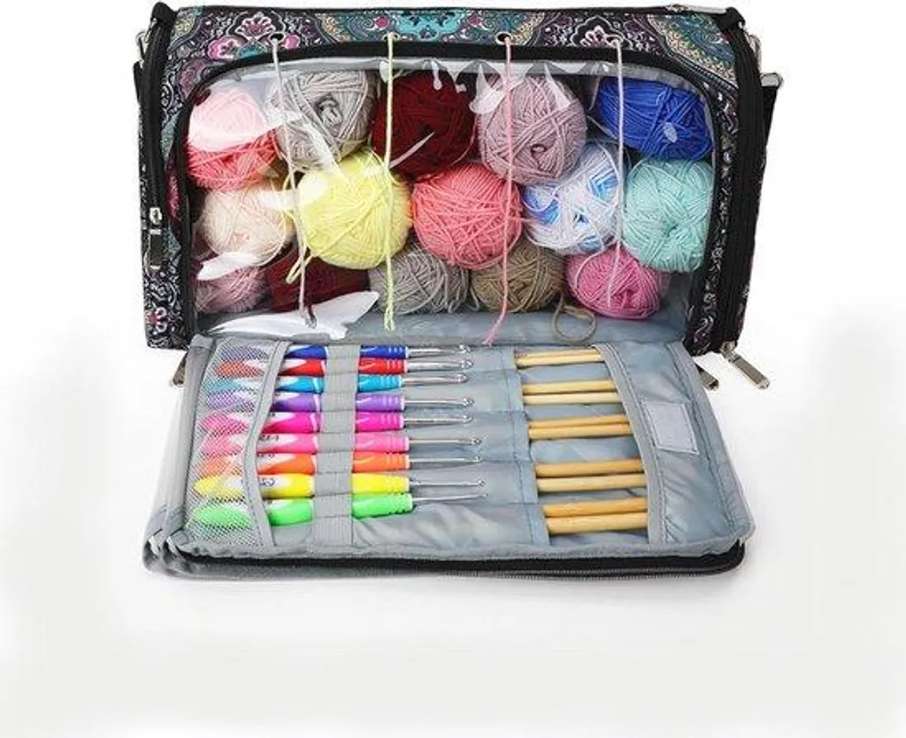 Sac de Rangement Laine et Crochet Allecto pour Loisirs Créatifs de Luxe