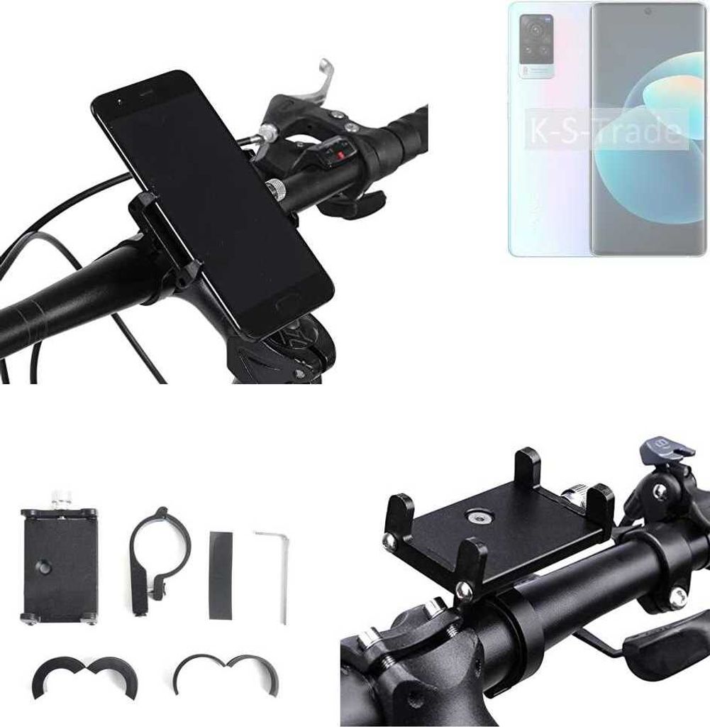 K-S-Trade Handyhalterung für das Fahrrad kompatibel mit Vivo X60 Pro Halter Lenkstange Fahrradhalterung Motorrad Bike Mount Befestigung Smartphone