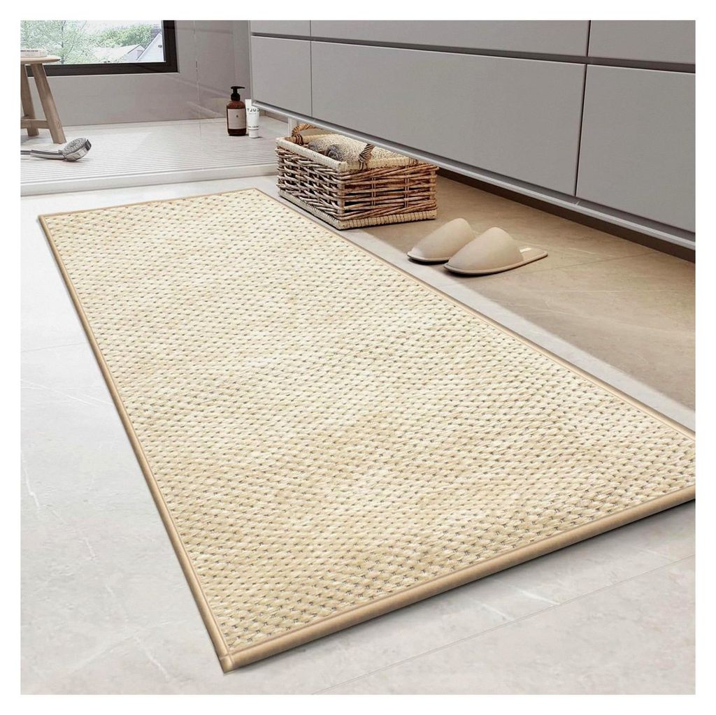 Rutschfester Badteppich Waschbar 70 x 120 cm, Badematte mit Gummi, Chenille Badezimmerteppich, Hochsaugfähiger Badvorleger für Dusche, Badewanne ...