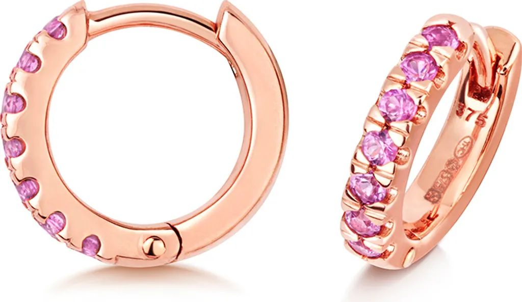 Clip d'oreille or rose 375 et saphir rose pour femme 11x2mm TRS34861