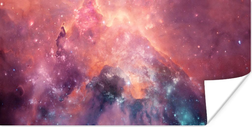 MuchoWow Poster Sterne - Orange - Weltraum 150x75 cm - ohne Rahmen