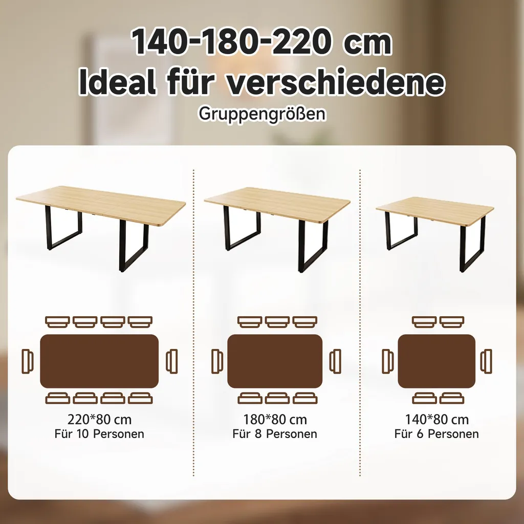 Table rectangulaire extensible grise 6-10 places au design industriel