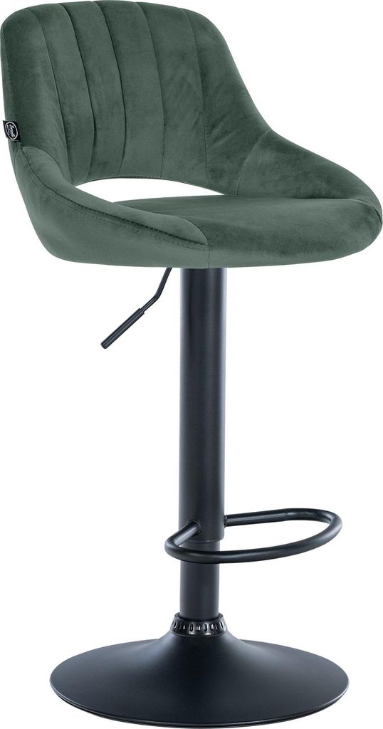 Barhocker SEGAD - Samt Grün 47x48x85 cm Schwarz | Barstuhl Mit Lehne Tresenhocker Tresenstuhl Kneipenhocker Kneipenstuhl