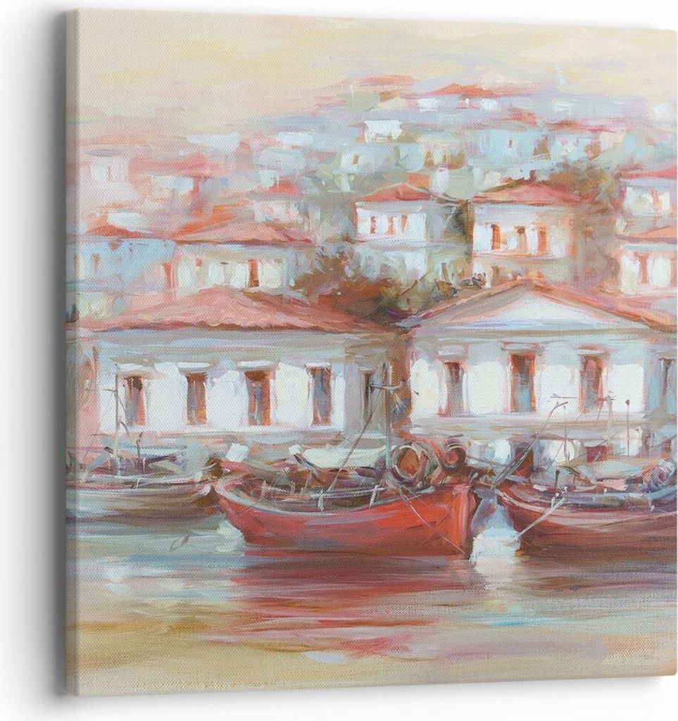 Bild auf Leinwand - Leinwandbild - Einteilig - Bild Segelboot Hafen - 40x40cm - Wand Bild - Wanddeko - Wandbilder - Leinwanddruck - Bilder - Wandde...