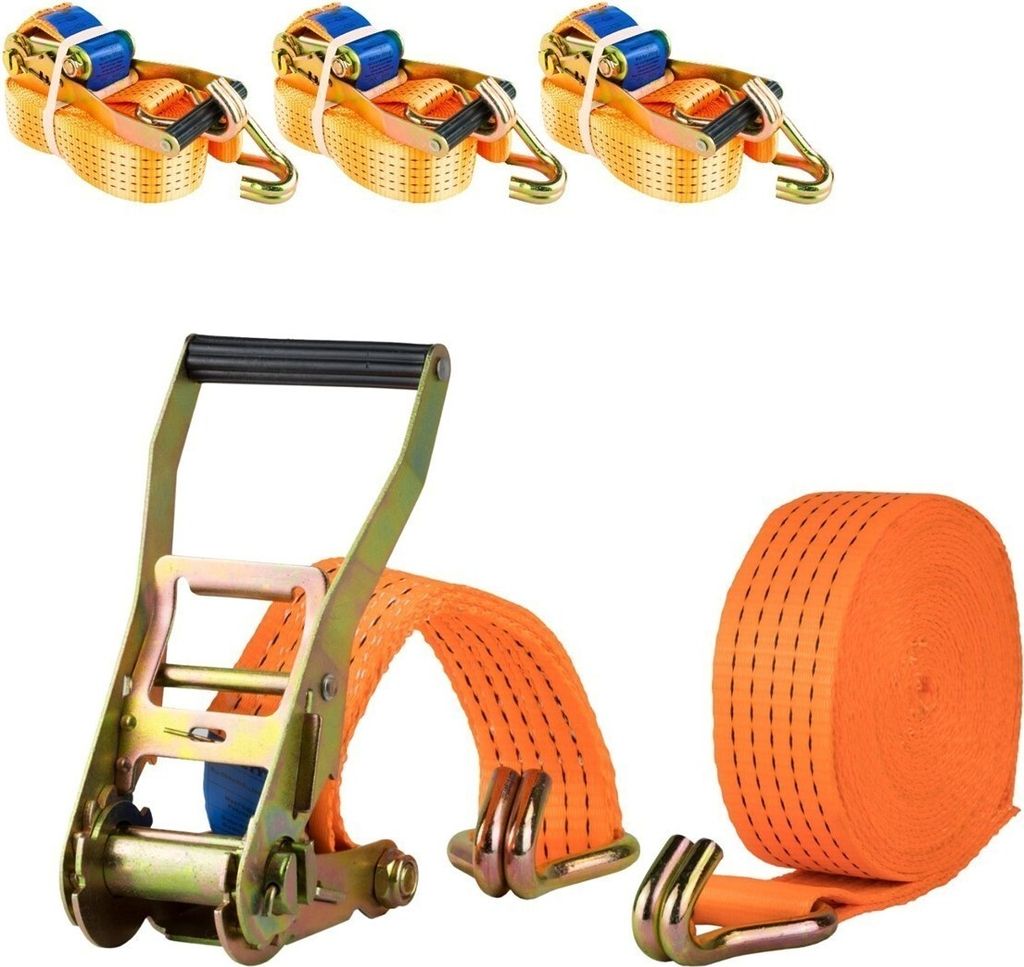 Safetytex 4x Spanngurt 8 Meter 50mm 5000kg 2tlg LKW Anhänger Zurrgurt orange