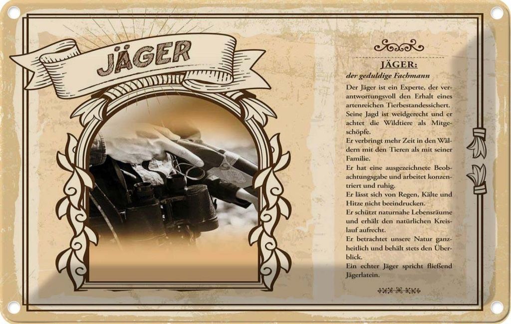 vianmo Blechschild 20x30 cm Jäger Beruf Arbeit
