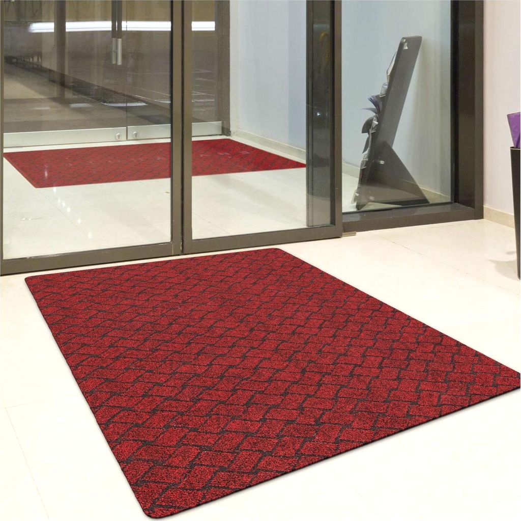 Fußmatte Türvorleger Bodenmatte Textil Melbourne Pflasterstein Rot Robust Wasserabweisend Breite 90 cm Länge 150 cm