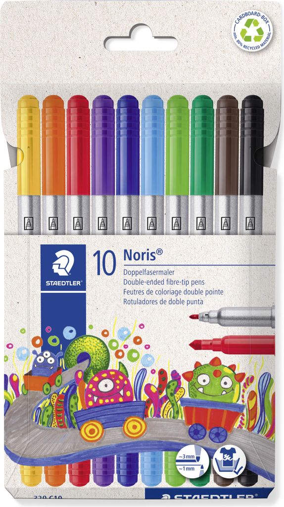 STAEDTLER Doppelfasermaler Noris 10er Kartonetui 2 Spitzen