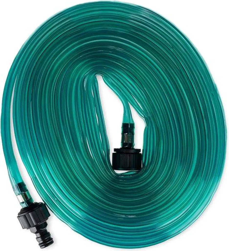 Tuyau d'arrosage de 15 mètres vert avec raccord perforé pour le jardin
