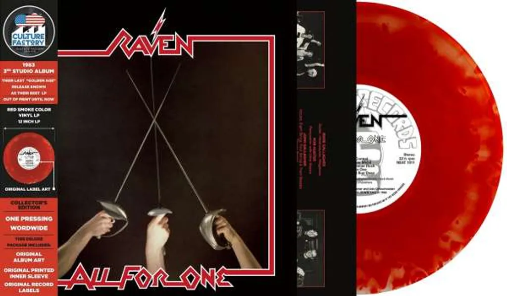 Raven All For One Red Smoke Vinyl - Album culte Heavy Metal NWOBHM LP