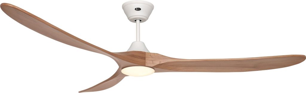 Energiespar Deckenventilator mit LED Beleuchtung und Fernbedienung Eco Genuino-L Matt Weiß / Eiche mittel 180 cm