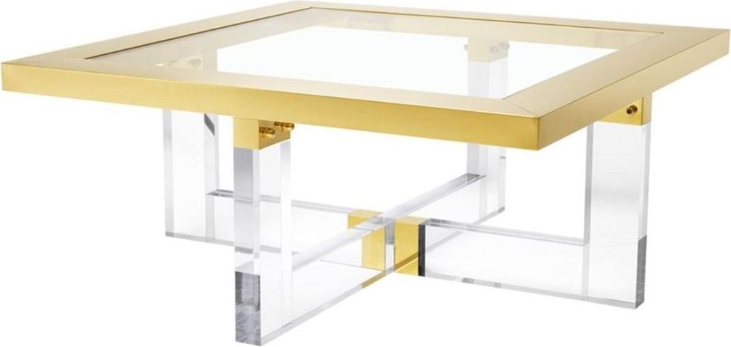 Casa Padrino Luxus Couchtisch / Wohnzimmertisch Gold 100 x 100 x H. 43 cm - Wohnzimmermöbel