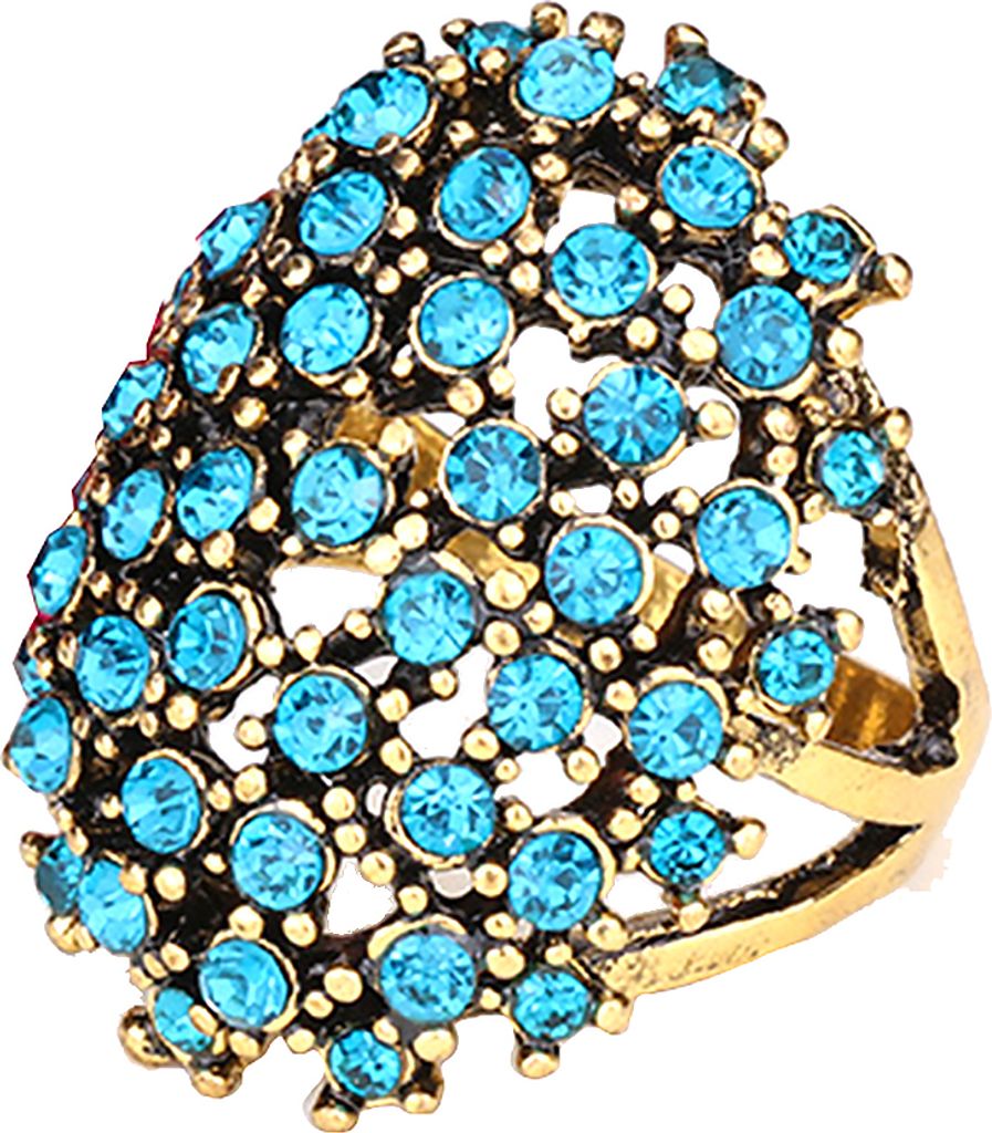 Luxus Oval Bunte Strass Intarsien Frauen Finger Ring Party Schmuck Geschenk-Blau,US 10