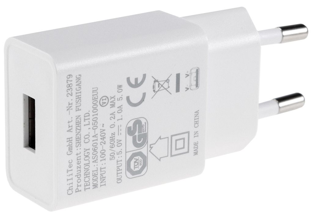 Stecker-Netzteil mit USB CTN-0510 Ein 110-240V Aus 5V= 1A Produktbild 
