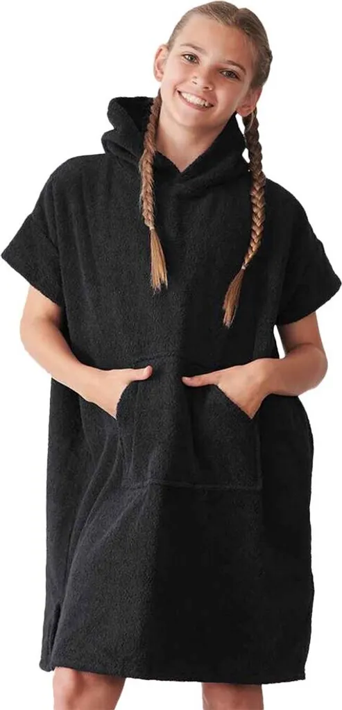 Cape de bain enfant avec capuche Towel City PC4984 coloris noir uni