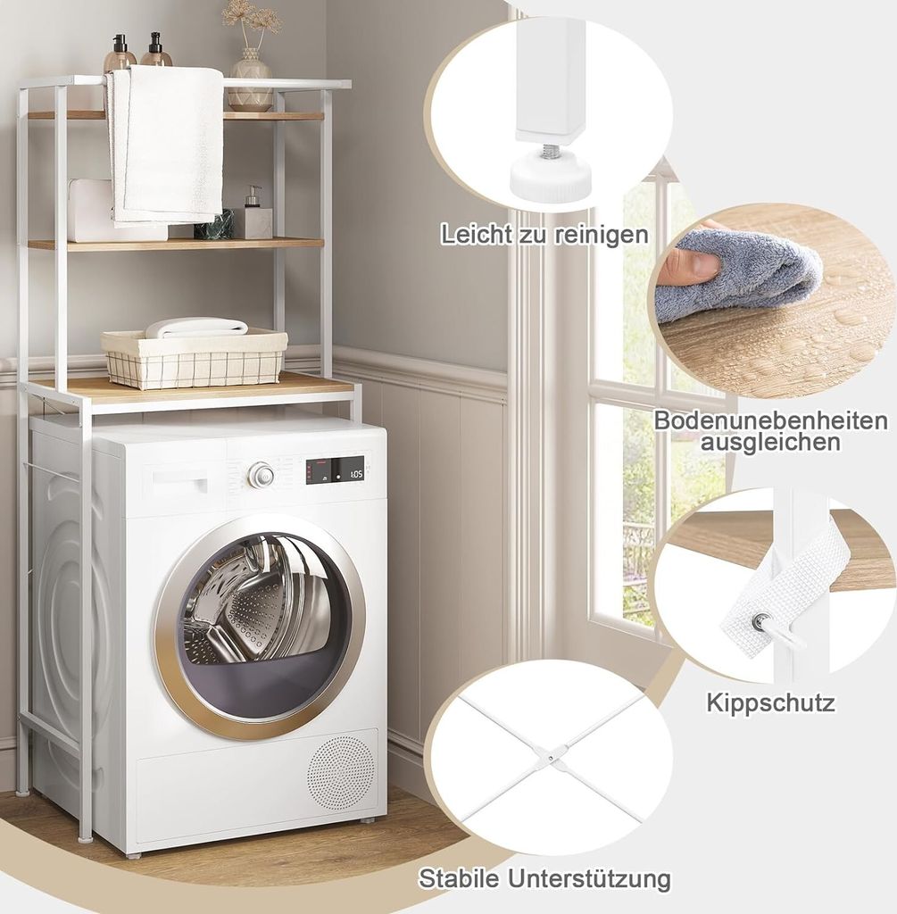 EUGAD WC Regal über Waschmaschine Toilette, 3 Ablagen, Produktbild 6