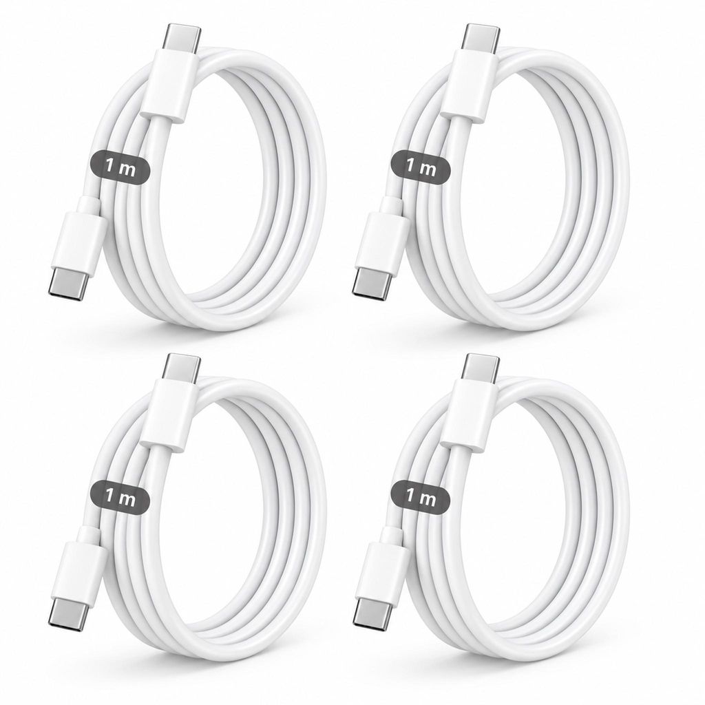 4x USB-C Ladekabel 1m – USB-C auf USB-C 20W Produktbild 