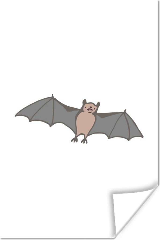 MuchoWow Poster Fledermaus - Kinder - Weiß - Kinder - Jungen - Mädchen 60x90 cm - Wanddekoration